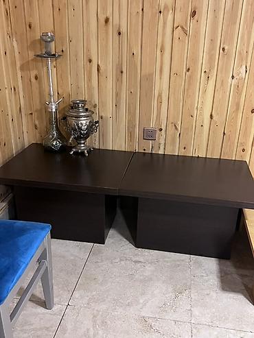 künc divan ölçüləri: İki ədəd eyni model qəhvəyi (tünd palıd tonunda) aşağı oturacaq/sini — 1