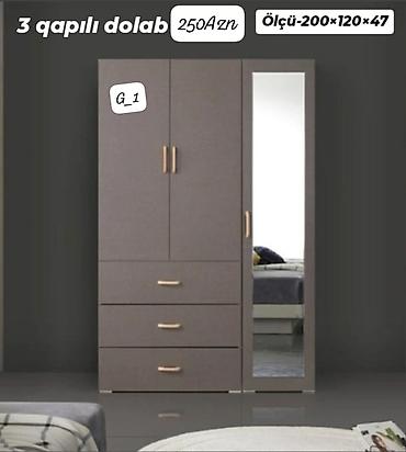 Paltar dolabları, qarderoblar: G_1 geyim dolabları Model 1 – 2 qapılı (ağ) - Ölçü: 200 × 90 × 47 sm — 17