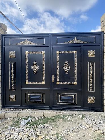 villa sekilleri: Dekorativ dəmir darvaza - Material: qalın metal/dəmir konstruksiya - — 1