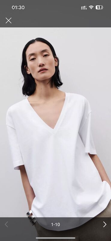 satilir: Футболка Zara, S (EU 36), M (EU 38), L (EU 40), цвет - Белый