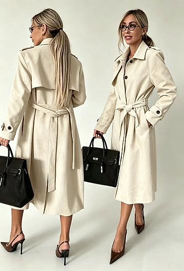 binarni sat: Fa, Ženski trench kaput – model 5210 - Kroj: klasični midi trench sa — 3