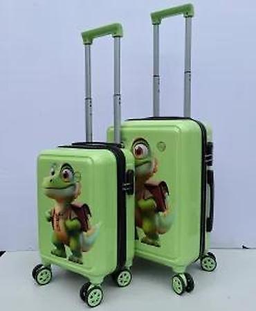 Rančevi, torbe i koferi: Dečiji koferi – set od 2 komada, zeleni, sa motivom malenog — 15