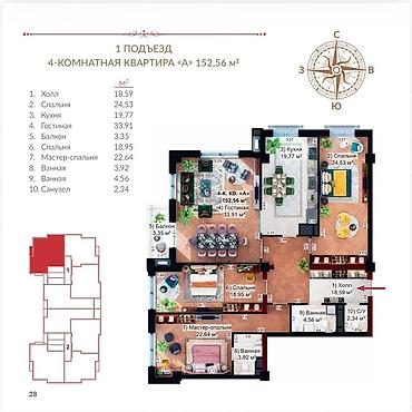 5: 4 комнаты, 155 м², Элитка, 5 этаж, ПСО (под самоотделку) — 2