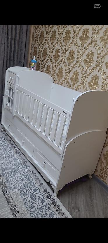 hamam kranti: Uşaq beşiyi – çoxfunksiyalı, ağ rəng - Material: MDF/taxta — 3
