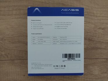 Другие комплектующие: Внешний бокс ACASIS Air Box для твердотельных накопителей М.2 NVMe — 9