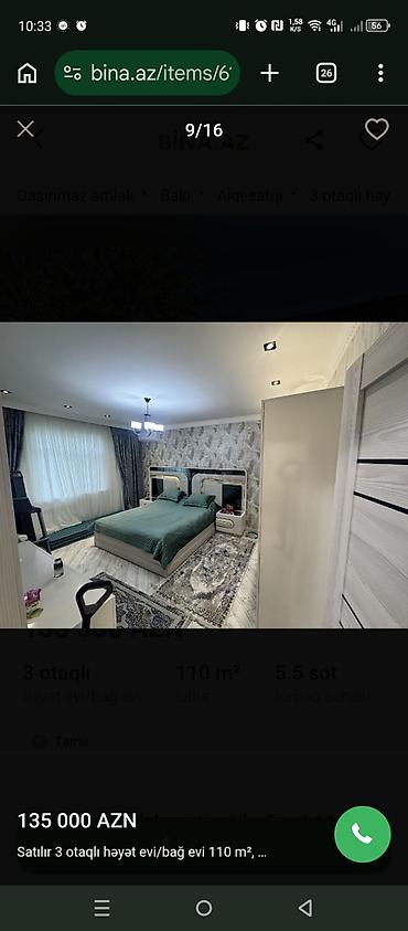 60 mine evler: Satılır: 3 otaqlı həyət evi/bağ evi Ümumi sahə: 110 m² Torpaq sahəsi — 5