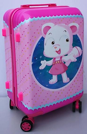 Rančevi, torbe i koferi: Dečji kofer na točkiće – roze, sa crtanim likom - Dimenzije: kabinski — 7