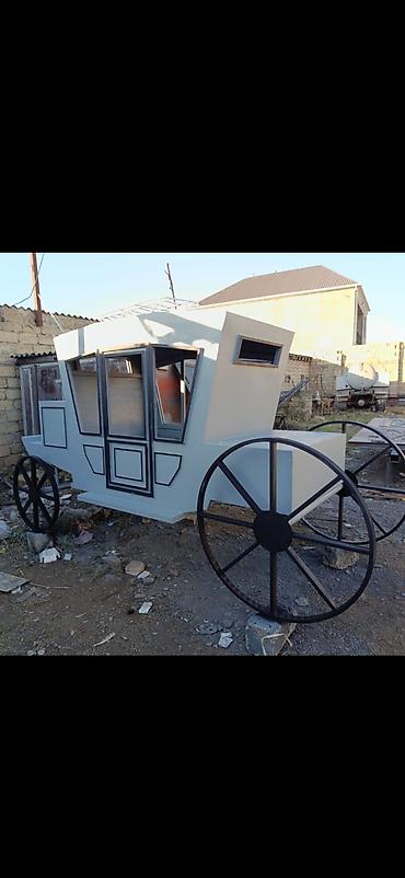 продам ворота бу: Retro üslubda dekorativ fayton-karet - Material: metaldan möhkəm — 1