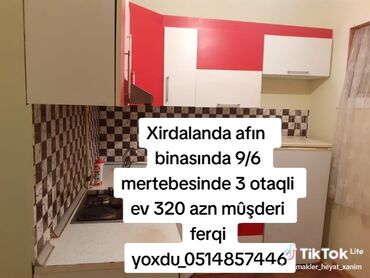 Uzunmüddətli kirayə mənzillər: Xirdalanda afin binasında 9/6 mertebesinde 3 otaqli ev 350 azn mûşderi — 1