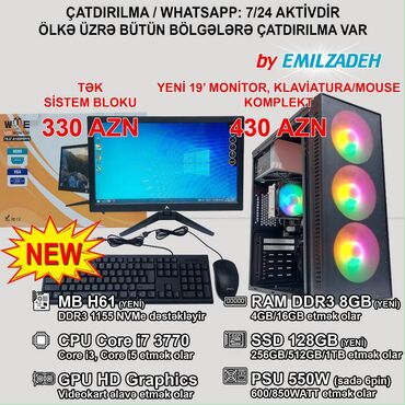 Masaüstü kompüterlər və iş stansiyaları: Masaüstü Kompüter "Mini ATX 340-14 DDR3 1155 H61/Core i7 3770/8GB