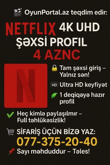 qara profil şekilleri: Netflix 4K UHD şəxsi profil təklif olunur. Bu profil tamamilə şəxsi