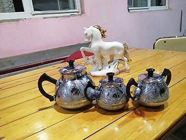 çay: Çay dəsti, rəng - Gümüşü, Metal — 1