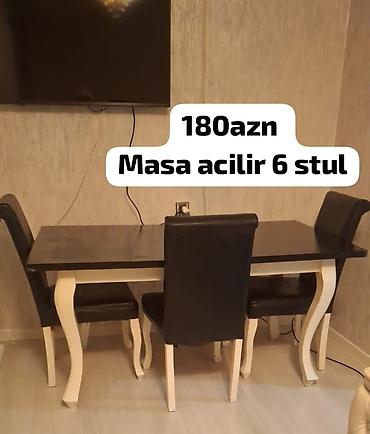 Masa dəsti satilir 6 stullar var masa acilir 180 azn unvan: Suraxani