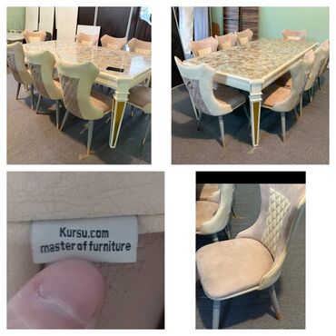 Yataq otağı dəstləri: Qonaq otağı üçün, İşlənmiş, Kvadrat masa, 8 stul