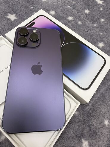 Apple iPhone: IPhone 14 Pro Max, Б/у, 128 ГБ, Deep Purple, Зарядное устройство, Чехол, Коробка, 89 %