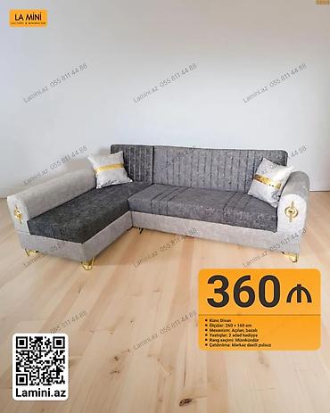 Künc divan – La Mini - Ölçülər: 260 × 160 sm - Mexanizm: Açılan