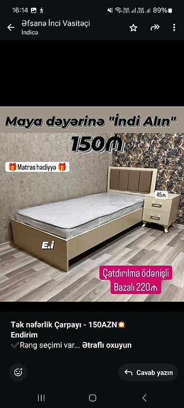 astar uzluk: Birnəfərlik, Bazasız, Pulsuz matras, Siyirməsiz — 7