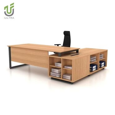 Ofis və oyun kresloları: Mebel: L‑şəkilli rəhbər masa dəsti - Material: ağac teksturalı