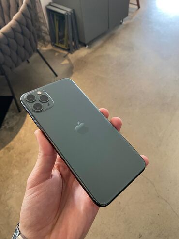 Apple iPhone: IPhone 11 Pro Max, 256 GB, Alpine Green, Zəmanət, Barmaq izi, Simsiz şarj