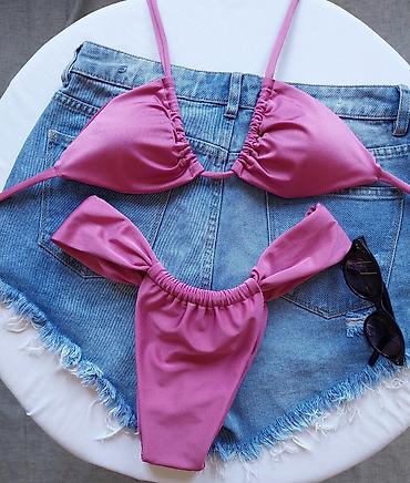 push up helanke iskustva: Ružičasti bikini set – trouglasti gornji deo i donji deo sa mašnama sa — 4