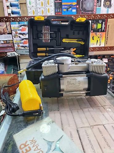 İki silindrli avtomobil kompressoru və təkər təmir dəsti – çamadan