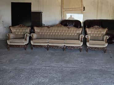 Barokni salonski komplet – trosed + 2 fotelje - Elegantan set u