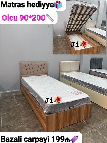 2 neferlik matras: Bazalı tək çarpayı – ölçü 90×200. - Yuxarı qalxan bazalı saxlama — 1