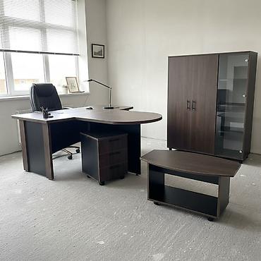 study table: Комплект офисной мебели, Новый, Шкаф, Тумба, ДСП, Самовывоз, Платная доставка, цвет - Коричневый — 1