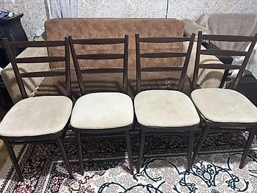 Taxta nahar stulları dəsti – 6 ədəd - Material: tünd rəngli taxta