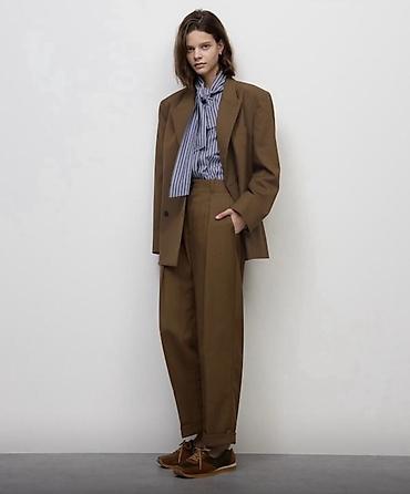 личный веши: Двубортный жакет цвета шоколад (camel/brown) - Крой: свободный — 1