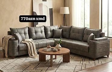 sederek is: Künc divan – müasir dizaynlı, boz rəngdə, yumşaq və rahat oturacaqla — 1