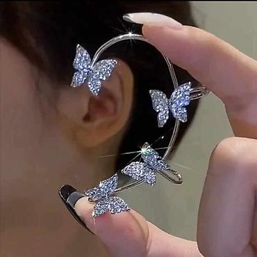 srebrne mindjuse na klipsu: Srebrni ear cuff – leptir dizajn sa kristalima komad 1300 - Elegantna — 4