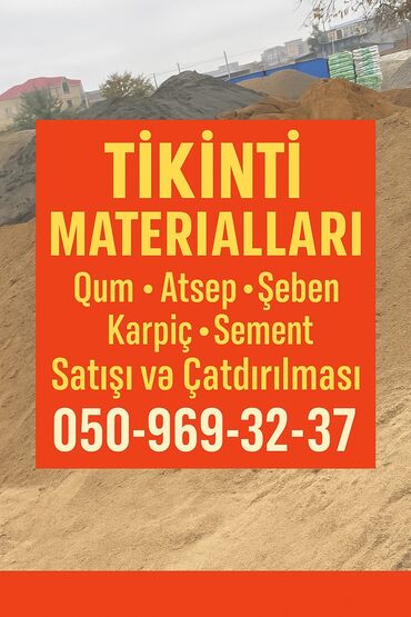 yük daşıma xidmətləri: Qum,atsep,şeben(qrabil,çınqıl),karbonat satışı və çatdırılması.Bütün