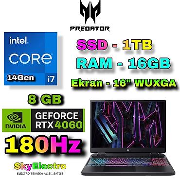 gtx 4060: Yeni Acer Predator, 16 ", Intel Core i7, 1 TB, Ödənişli çatdırılma, Rayonlara çatdırılma, Ünvandan götürmə — 1