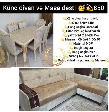 Masa və oturacaq dəstləri: Yeni, Masa və oturacaqlar, Divan