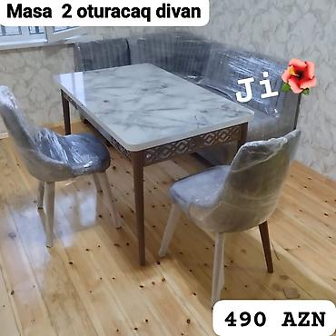 qoşa divan: Mətbəx üçün, Yeni, Açılmayan, Dördbucaq masa, 2 stul — 1