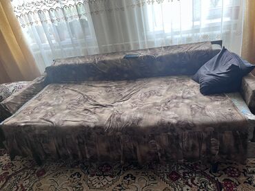 реставрация диванов: Прямой диван, цвет - Голубой, Б/у