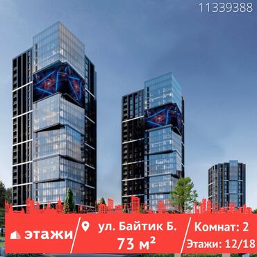 продаю дом медерова: 2 комнаты, 73 м², Элитка, 12 этаж