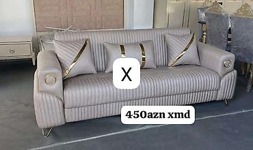 Диваны: Müasir dizaynlı 3 nəfərlik divan - Rəng: açıq bej - Material: yumşaq — 1