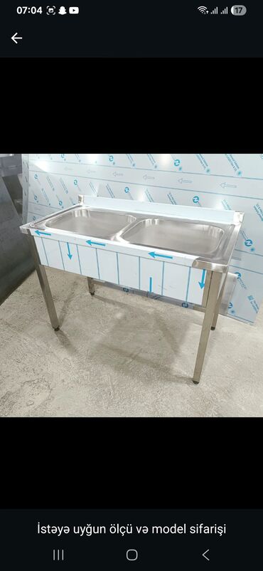 Nerjaveykalar: Paslanmayan poladdan (inox) istehsalat tipli lavabolar və iş masaları — 22