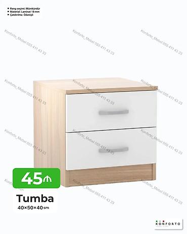 Tumba – 40×50×40 sm - İki siyirməli komod/tumba - Korpus: açıq ağac