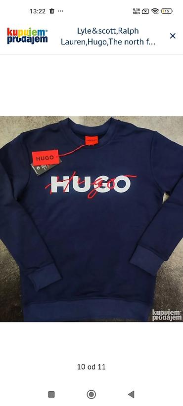 Muški duks HUGO - Model: klasični crewneck (okrugao izrez) - Boja