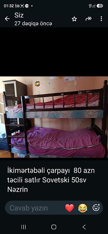 mebel kredit: İkimərtəbəli çarpayı 80 azn təcili satlır Sovetski 50sv Nəzrin — 1