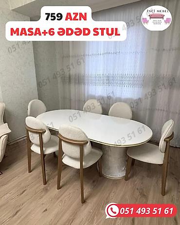 qoz: Qonaq otağı üçün, Yeni, Açılmayan, Oval masa, 6 stul — 9