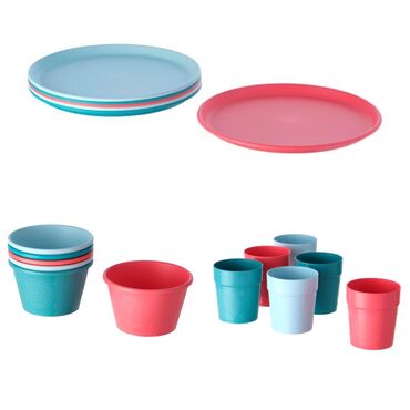 детские игрушки новые: Набор пластиковой посуды для пикника (6 тарелок + 6 мисок + 6