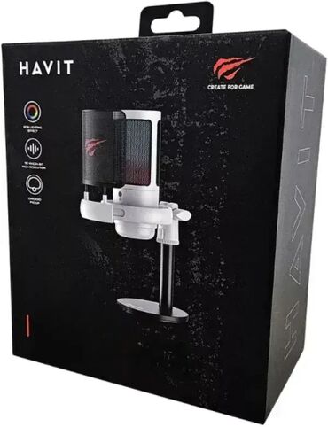 klima za terase: HAVIT GK50 – Računarski mikrofon sa RGB osvetljenjem (beli) 🎤 Tip