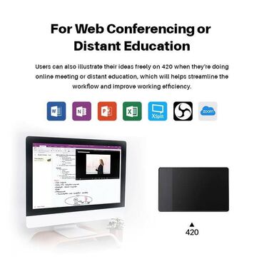 Digər planşetlər: Qrafik rəsm tableti "HUION 420" Xüsusiyyətlər: 1. Aktiv Sahə: 4 x — 4