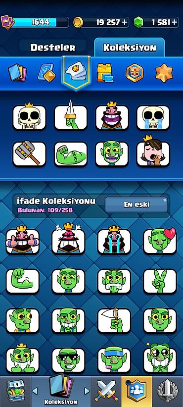 sandıqca: Clash Royale hesabı – geniş emosiya kolleksiyası və resurslarla - — 2