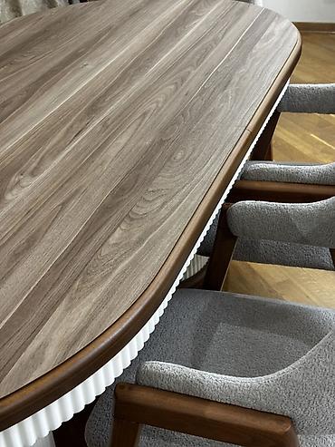 tek stolar: Qonaq otağı üçün, Yeni, Açılmayan, Oval masa, 8 stul — 4