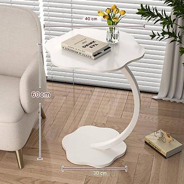 barski sto forma ideale: Elegantni pomoćni stočić – beli - Dimenzije: visina 60 cm; prečnik — 1